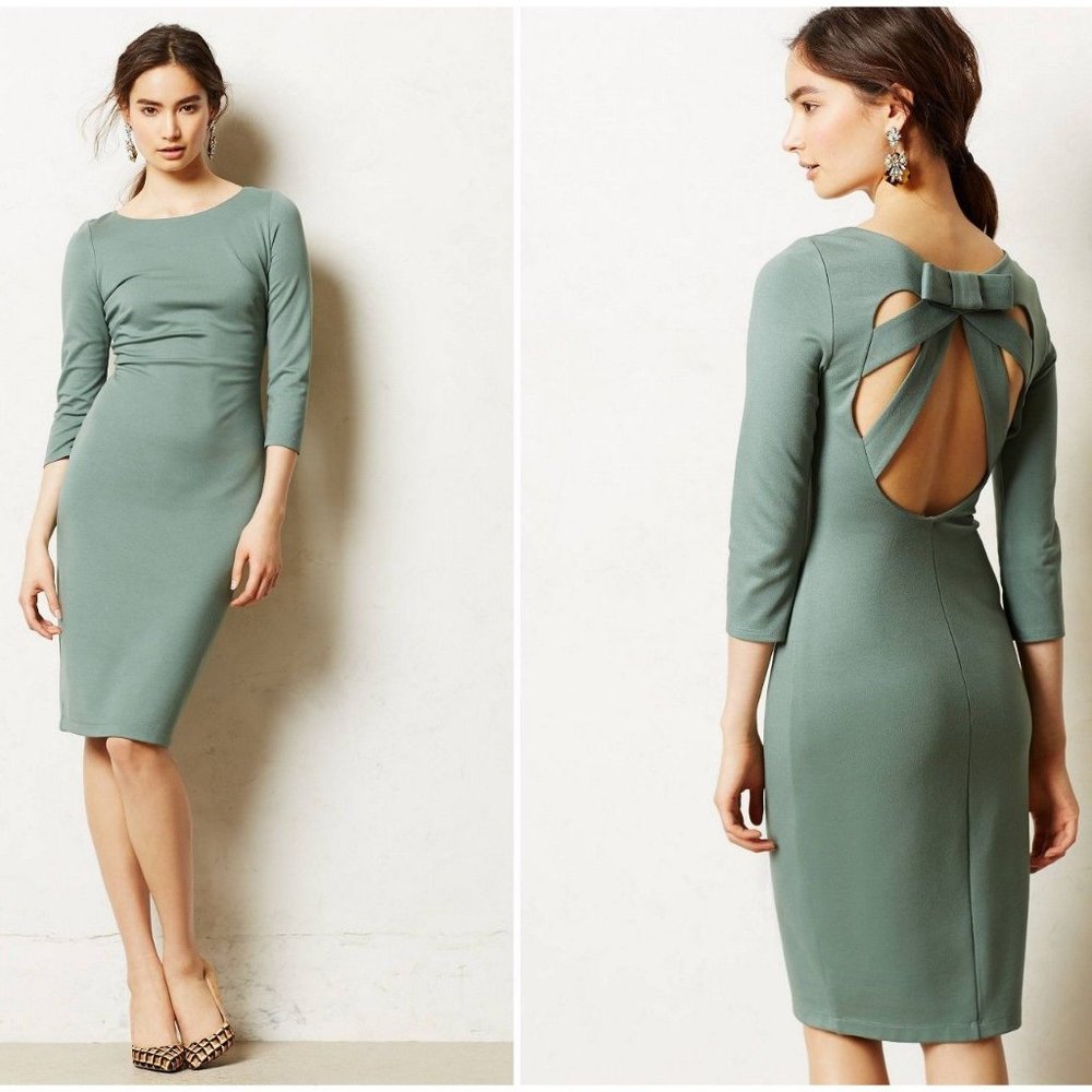 Anthropologie Bailey 44 green bow back dre…